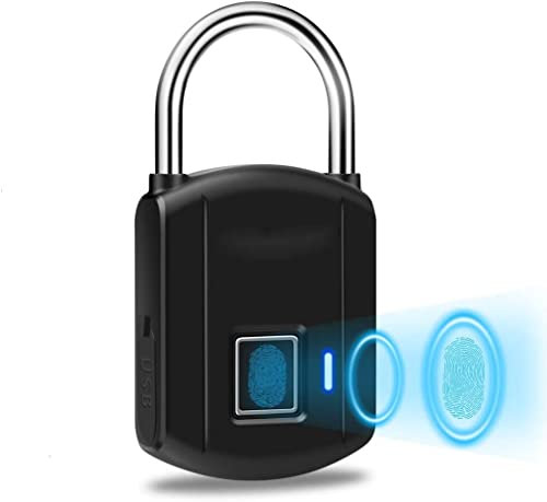ARTSZY Cerradura inteligente con huella dactilar, candado de carga USB, cerradura de puerta eléctrica recargable sin llave de seguridad de Metal for equipaje de mochila