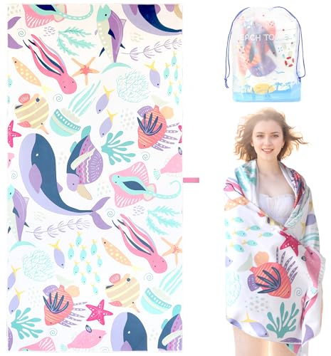 LEcylankEr Telo Mare Grande 180x90 cm Telo Mare Microfibra Teli Mare Antisabbia Asciugamano Mare per sedie da Spiaggia/Piscina/Spiaggia (Vita marina)