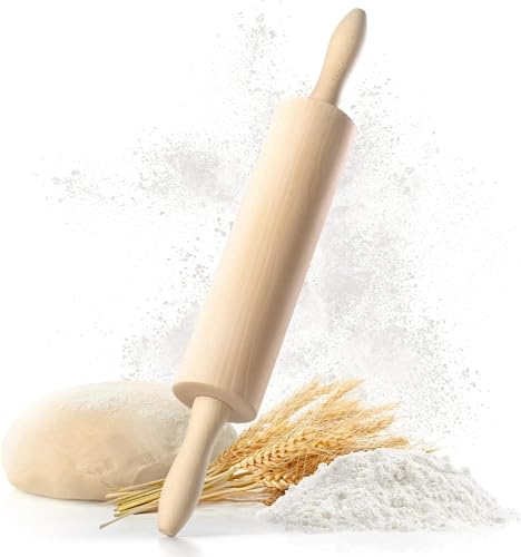 Praknu Matterello in Legno di Faggio FSC® - Con Misurazioni - Manico Ergonomico - Superficie Antiaderente - Con Borsa in Cotone