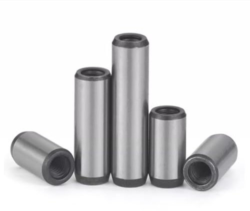 2 Pcs 45# Steel Hardened Quenched Single Head Internally Threaded Cylindrical Pin Positioning Pin,M8 Internal Thread Dowel Pin 16x70mm