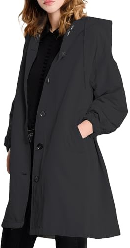 MGizo DtiSpectrum Trench Impermeabile da Donna - Giacca Antivento con Cappuccio Monopetto, Soprabito Impermeabile per Esterni, Impermeabile Softshell per Escursioni e Spostamenti