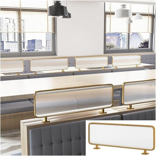 Kanduo Eisenteiler for Essbereiche Schreibtisch Arbeitsplatte Trennwand Bildschirm Panel for Büro Restaurant Esszimmerteiler Gestreiftes Glas(Gold,30x100cm/11.81x39.37in)