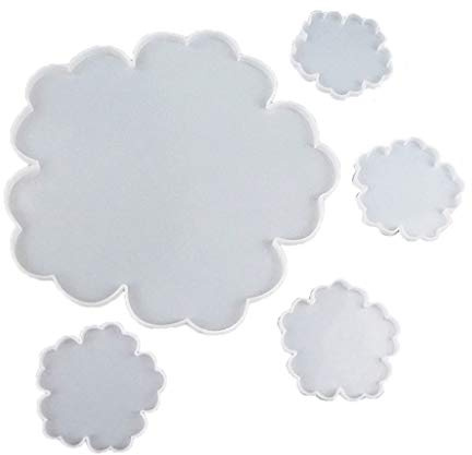 Set di 5 stampi grandi in silicone a forma di fiore in resina per colata di resina, sottobicchieri, agata, resina epossidica, gioielli in silicone