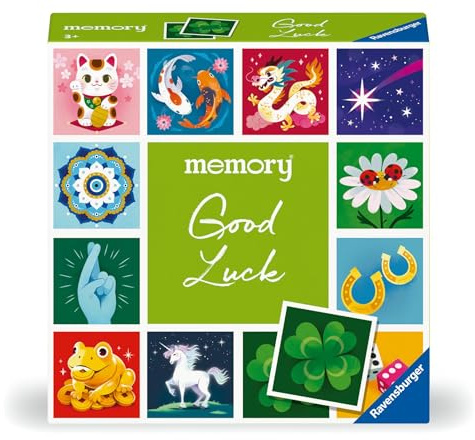 Ravensburger 23488 memory® -ögonblick - Lycka till - Ravensburger klassiska spel för 2 till 6 spelare från 3 år och uppåt. Visa lyckosymboler från hela världen med 24 par bilder