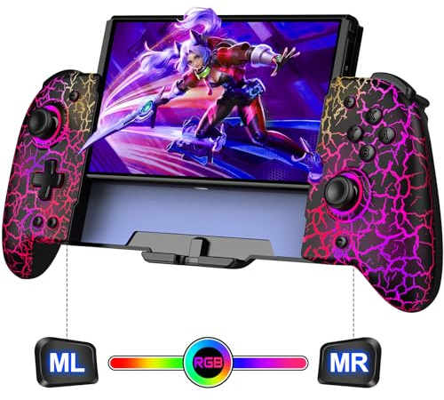 Coogamefly Controller für Nintendo Switch, Switch Controller Handheld mit Hall Effekt Joystick und einstellbarem RGB Lichteffekt, Kabelloser Bluetooth mit 6-Achsen-Gyro und Programmierung
