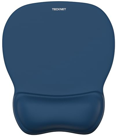 TECKNET Mouse Mat Wrist Support, Gel Ergonomic Mouse Pad, Blue | Non-slip PU Base, Waterproof Surface, Smooth Lycra Fabric Surface, Mousepad for Computer, Laptop, Office and Home