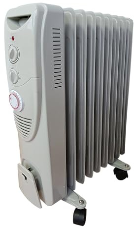 Oil Filled Radiator 9 Fin Portable Electric Heater 2000W with 24 Hours Timer Adjustable Thermostat 3 Heat Settings Wheels Free Standing Safety Cut-Off for Home Office Room B2T (White)