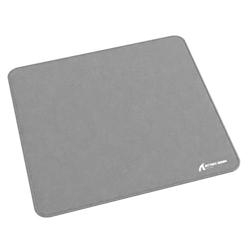 LexonElec x ATTACK SHARK Medium Gaming Mouse Pad, Superfine Fiber Desktop Pad, 17.72*15.75 *0.16inch, Non-Slip Rubber Base, Optimised for Gaming Sensors, Waterproof Mouse Mat for E-sport-Light Grey