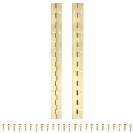 PATIKIL 12x1.2 Inch Piano Hinge,2 Pcs 304 Stainless Steel Continuous Hinge with Holes for Piano Gate Door Wooden Storage Box Cabinet Boat,Gold