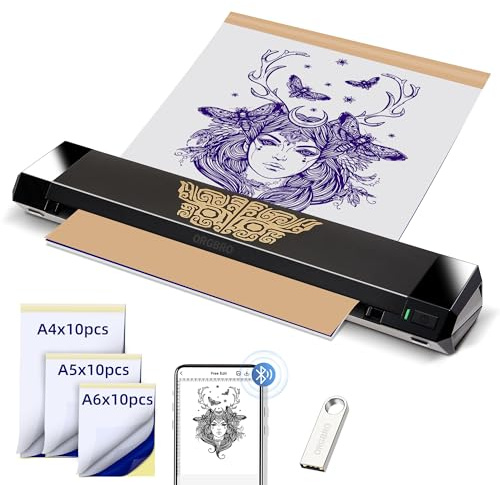 ORGBRO Tattoo Stencil Printer X8 Thermal Tattoo Printer Portable Bluetooth Wireless Tattoo Machine for Professional Artists & Beginners, Compatible with Phone/Tablet/PC