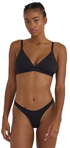 Organic Basics Womens Core Rib Triangle Bralette, Black, Small