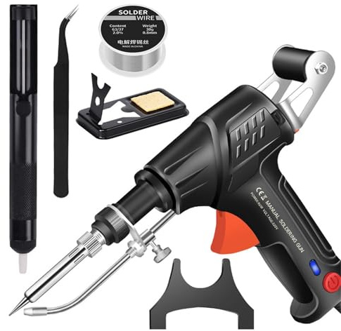 Innenbeheizte industrieller schnellheizlötkolben,Internally Heated Industrial Welding Tools, 2025 Neu Automatische Schweißpistole Tragbares Einhand-Schweißgerät Robust Zum (Schwarz)