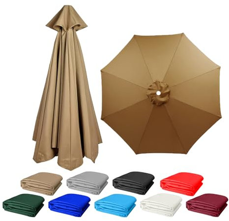 KDQRMVV Toile de Remplacement pour Parasol 350 cm Housse de Remplacement pour Parasol 8 Baleines(Color:Khaki)