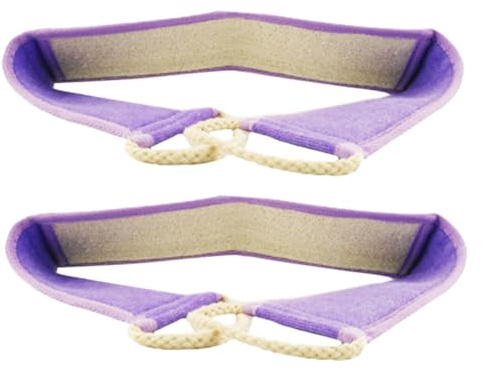 VALICLUD 2stücke Natürlicher Luffa-schwamm Rückenwaschpumpe Für Dusche Peeling-körperwaschlappen Mit Griff Elastischem Zugband Peeling-waschlappen
