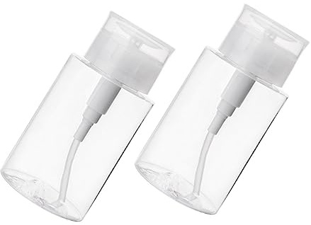 EXQUIMEUBLE 2pcs 300ml Cleansing Water Push down Pump Bottles Reusable Travel Liquid Dispensers for Cosmetic Toner and Makeup Remover Storage