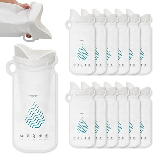 Coolrunner Disposable Urine Bags,12 Pack Camping Pee Bags for Men Women, Disposable Urinals Vomit Bags for Travel Urinal Toilet Traffic Jam Emergency Portable Toilet Bee Bag for Kids, Patient