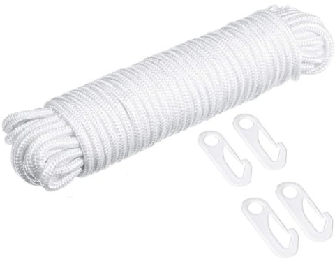 Luxshiny 1 Set Flagpole Halyard Replacement Rope with Hooks Durable Nylon Binding Rope for Outdoor Flag Poles Up to Classic Color for Formal Occasions