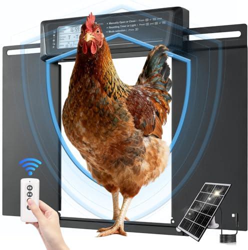 Automatic Chicken Coop Door Solar Powered | Chicken Coop Accessories Auto Chicken Door with LCD Display, 4 Working Modes, 7W High-Power Solar Panel & IP65 Waterproof
