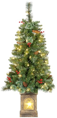 HOMCOM Künstlicher Weihnachtsbaum 120 cm mit 100 LED Beleuchtung, 8 Modi