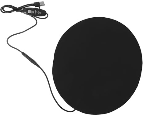 KOMBIUDA Elektrische Heizmatte für Katzen und Hunde USB Wärmepad mit Temperaturregelung PU Oberfläche 27,6cm Rund für Indoor Outdoor