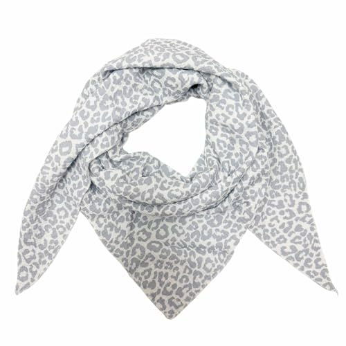 Leopard Dreieck Schal aus 100% Baumwolle Frühling Unisex Uni Fashion Stola Tuch Übergangszeit Italy Sommer Strickschal Strick Tuch Leo