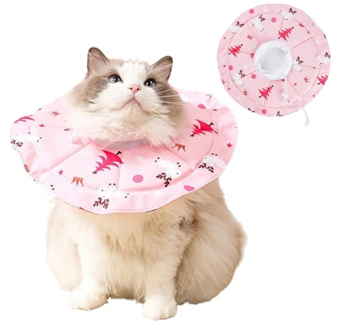 Katzen Halskrage, Justerbar Kattkrage, Lickskydd Katt, Halskrage Katt Vattentät för Katter, Valpar och Små Hundar Efter Operation, Lätt och Andningsbart, Rosa