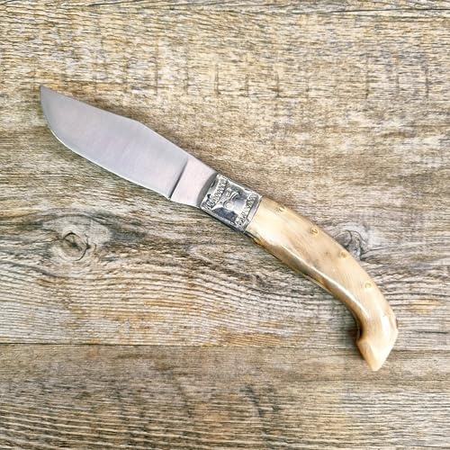 Generico Coltello tipo Arburesa 18,5 cm, Manico in Corno di Montone, Lama in Acciaio Inox, Incisione Laser Gratuita sulla Lama