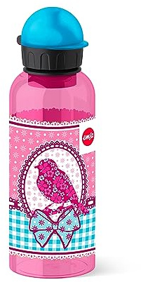 Emsa Kinder-Trinkflasche 518130, 600 ml, Sicherheitsverschluss, 100 % dicht, Teens Birdy Bow, Tritan, Vogel, 7.5 x 7.5 x 21.4 cm