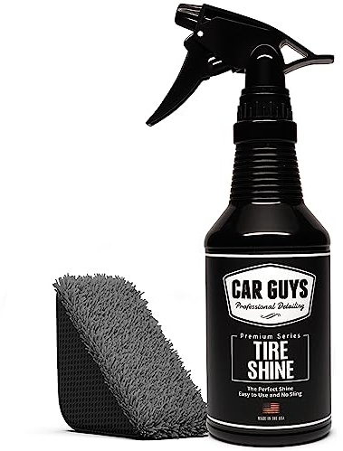 CAR GUYS Tire Shine Spray - The Perfect Deep Black Shine - Long Lasting Car Tire Dressing - No Sling & Dry to Touch - 18 Oz Kit with Applicator