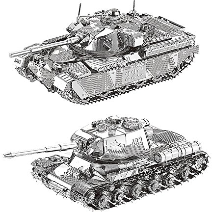 MTu 2pcs 3D Metall Puzzle MK50 Panzer JS-2 Panzer Tank Modell DIY 3D Laserschnitt Modell-Bausatz Spielzeug