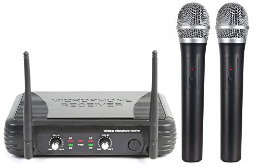 VONYX Set Microfoni Wireless 2 Gelati VHF per Canto e Voce Karaoke DJ