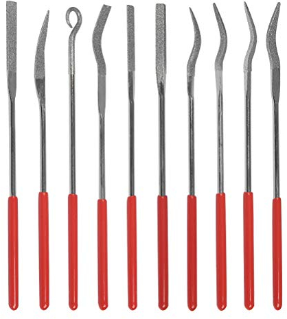 FOCCTS 10 Stück gebogen Mini Diamond Files set Nadel-Datei Set,Raspeln Professionelle Werkzeuge für die Holzbearbeitung/Keramik/Terrakotta/Metallwerkzeug