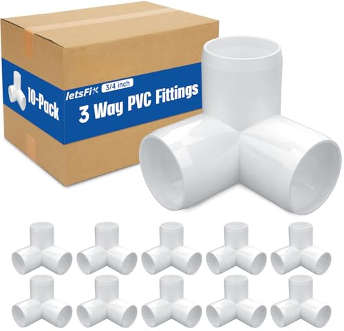 letsFix 3/4 PVC Fittings 3 Way (10-Pack) Furniture Grade, Elbow Connector, Heavy Duty for DIY Furniture, Frames, UV Resistant - Compatible with 3/4 Schedule 40 PVC Pipes‌