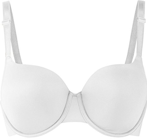 KNWER CLOTHING T-SHIRT PADDED BRA FULL CUP COVERAGE UNDERWIRED PERFECT COMFORT SUPPORT LEISURE[White,36 DD]