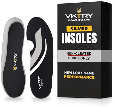 VKTRY Semelles intérieures Silver Performance – Inserts en composite de fibre de carbone pour athlètes | Légères et structurées, soutien de la voûte plantaire, absorption des chocs, retour d'énergie