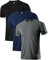 Holure Herren 3er Pack Sports Atmungsaktiv Schnelltrocknend Kurzarm T-Shirts Schwarz/Dunkelgrau/Marine XL