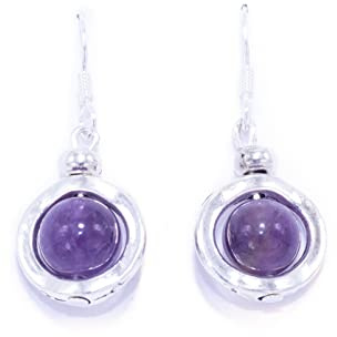 NILUXE DESIGN -Pendientes Piedra Natural Engarzada en Zamak - Pendientes Plata Mujer Colgantes con Gemas Naturales Piedras Semipreciosas - Estilo Boho