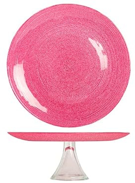 H&H Glossy Alzata, in Vetro Colorato, 31,5cm, Altezza 12cm, Decorazione in Rilievo esternamente, Eleganti e Moderne, Colori Assortiti