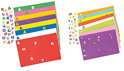 Baker Ross EC170 Großbuchstaben Moosgummi Sticker, Sortiert, 1.5 cm & Selbstklebende Schaumstoff-Kleinbuchstaben zum Basteln für Kinder - ideal für Schriftzüge und als Dekoration - 1100 Stück