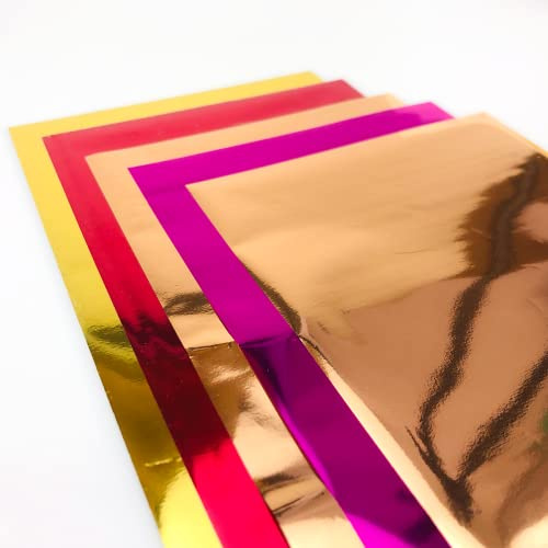 Papel de Transferencia Precortada, Hoja de Transferencia, 50 Piezas, Color Rosa Intenso y Rubí Dorado