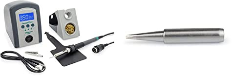 Quick 3104 Digital Regelbare ESD Lötstation 80 Watt inkl. Lötkolben mit 2mm Lötspitze und Zubehör - 100°- 450°C kalibrierbar & Lötspitze gerade meißelförmig 1,6mm breit für Lötstation 3103/3104/TS1100