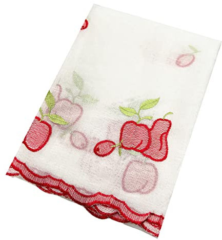 Meishida Cortina Corta Translúcida para Cocina y Hogar - Visillo Decorativo para Ventana, Sala, Comedor y Balcón (Manzana, 90 x 150 cm)