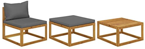 vidaXL 3 Piece Garden Lounge Set with Cushions Solid Wood Acacia
