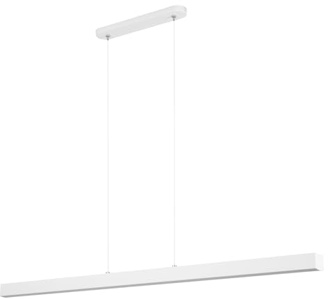 alfalux Hängelampe Hängeleuchte - Deckenlampe aus Metall - 116 cm - LED Lampe - Warmweiß - Weiß - ‎WI116LED-3K-WEIß