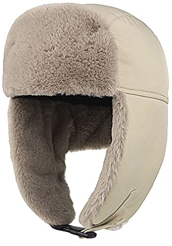Sleeping forest Winter Trappermütze Männer WintermüTZE Herren with Ear Flaps Ushanka Aviator Hat Bequem Unisex Kunstfellmütze Winddicht Fliegermütze Einstellbar Fellmütze mit Ohrenklappen Khaki