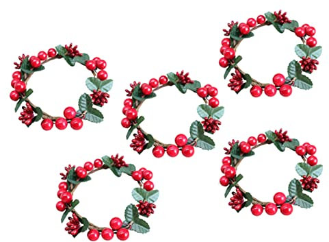 DRESSOOS 5stücke Teiliges Weihnachtsgirlande Mit Roten Beeren Hängende Dekoration Für Kerzenhalter Für Festliche Anlässe Und Weihnachtsdekoration Drinnen Und Draußen