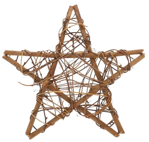 Selbstgemacht Sternkranz aus Naturrattan in Pentagrammform Braun