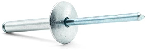 Hippo Hardware (3.2mm X 6mm) Extra Large Flange Head Pop Rivets Open End Blind Aluminium Body Steel Mandrel (Pack of 100)