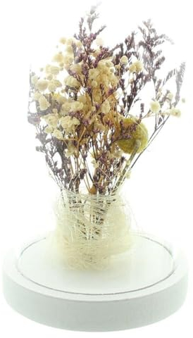 khevga LED Glocke mit Trockenblumen und LED Lichterkette batteriebetrieben 19 cm hoch