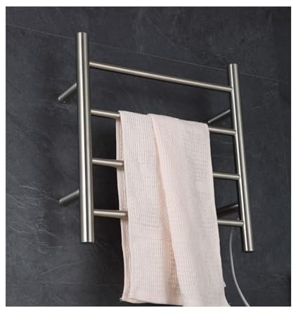 Radiador Toallero Eléctrico Pared, 4 Barras Secador de Toallas de Baño Acero Inoxidable con Interruptor Metálico, Toallero Calentado PlataCon Control Termostático,Plug In